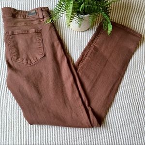 Paige Skyline Ankle Peg Skinny Jeans Rust Brown